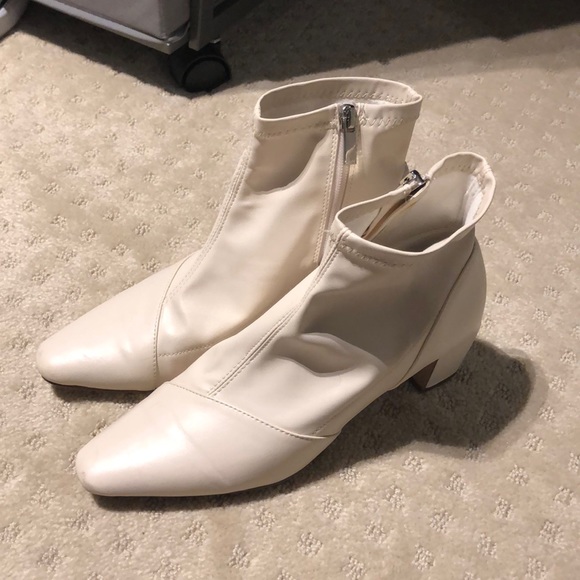 F21 Faux Leather Ankle Boots (Ivory) - Picture 3 of 3